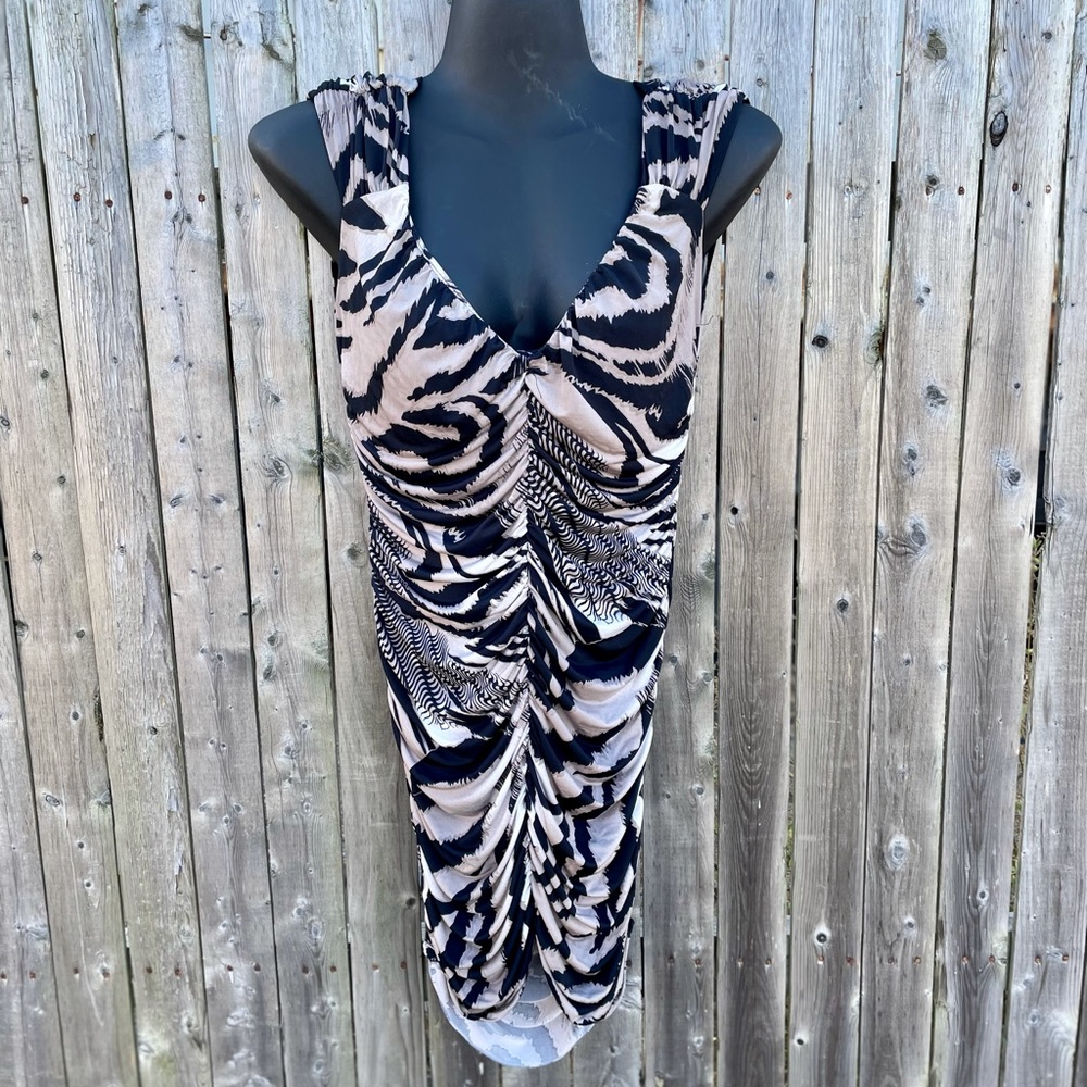 Women’s sexy vintage y2k tiger striped ruched dress